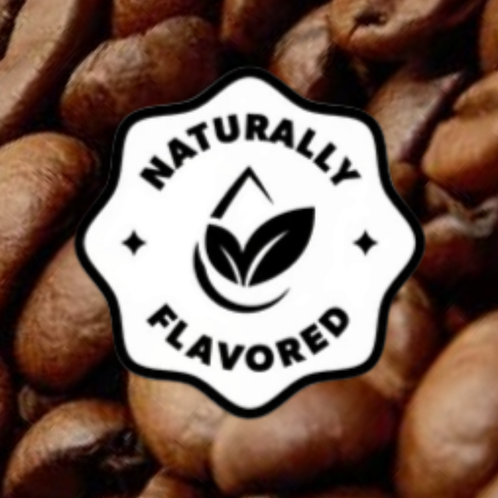 Naturally Flavored logo on coffee beans