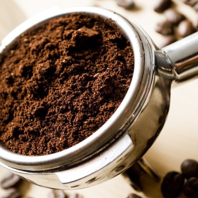 Espresso ground coffee ready to be tamped