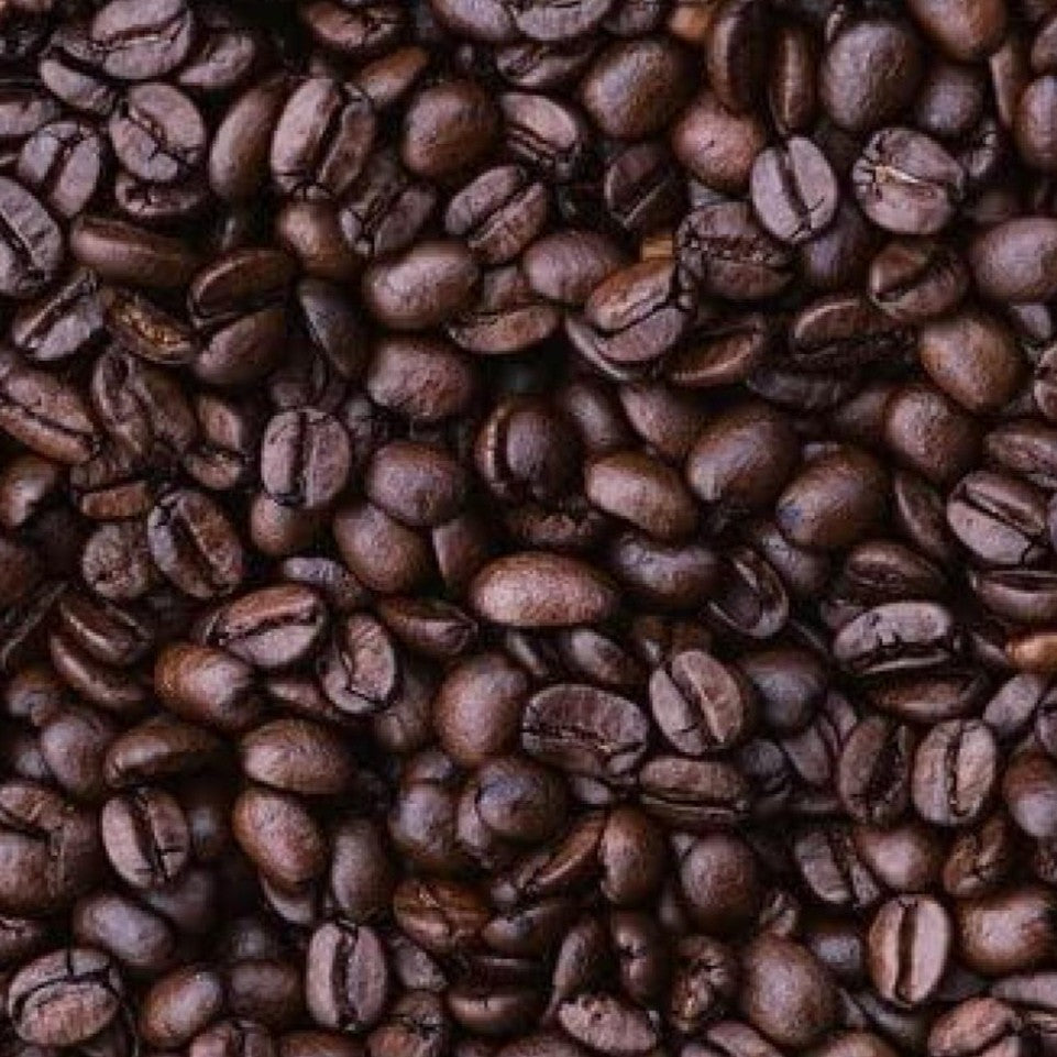 Close-up of dark roasted Hone & Strop coffee beans