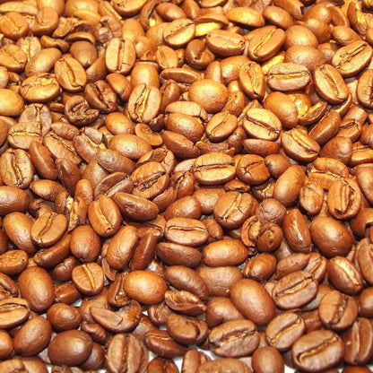 Close-up of light roasted Ethiopian Natural coffee beans