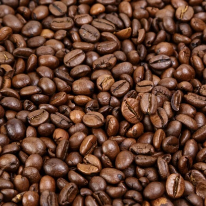 Close-up of medium roasted coffee beans from Brasil