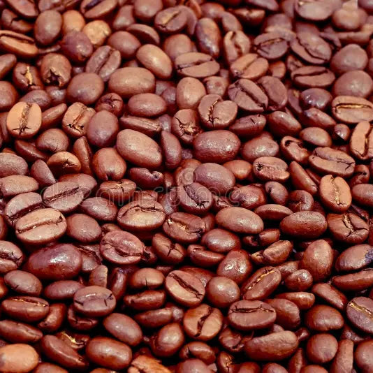 Close-up of medium roasted Peru coffee beans