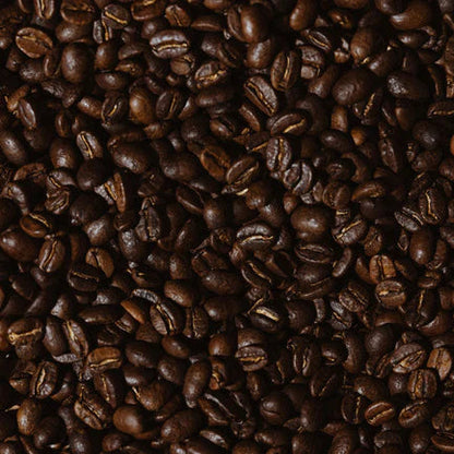 Close-up of dark roasted coffee beans